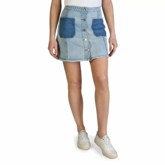 Armani Exchange A|X Contrast Pocket Button Front Denim Mini Skirt - Picture 2 of 6